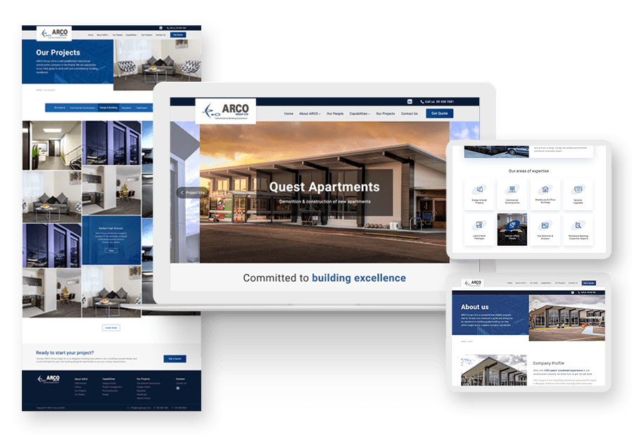 Lunfusty created the website for construction company ARCO to present their services